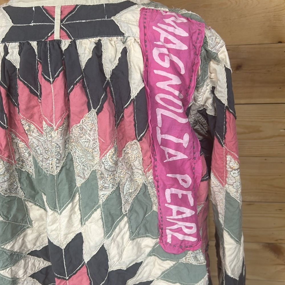 EUC like new Magnolia Pearl patchwork quiltwork quilted Ines tunic top shirt XL - Picture 10 of 16